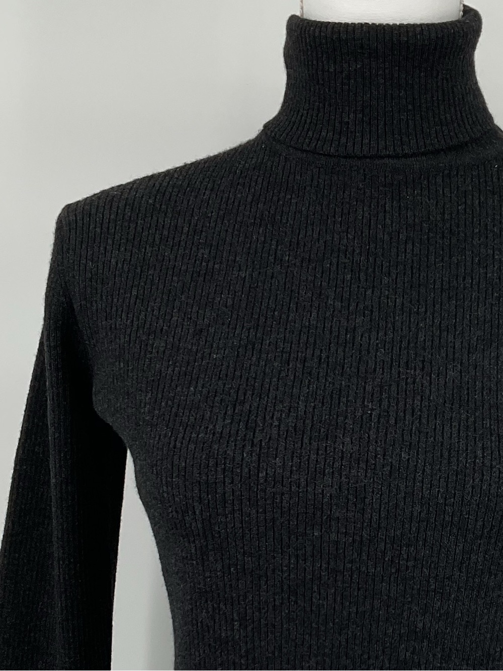 Classiques Entier 100% Merino Wool Ribbed Cropped Turtleneck Sweater S